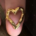 Free People Jewelry | Fp Jewelry Gold Hammered Ring Heart One Size Open Adjustable | Color: Gold/Yellow | Size: Os