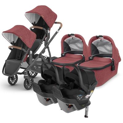 UPPAbaby VISTA V2 Twin Double Stroller + MESA MAX Travel System Bundle with Rumble Seat V2+ - Lucy /