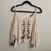 American Eagle Outfitters Tops | American Eagle Embroidered Bell Sleeve Cold Shoulder Top Boho Floral S | Color: Cream/Red | Size: S