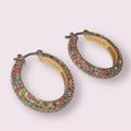 J. Crew Jewelry | J.Crew Round Pave Hoop Earrings | Color: Orange/Pink | Size: Os