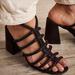 Free People Shoes | Free People Collette Black Cinched Heeled Block Heel Sandals Size 10 New | Color: Black | Size: 10