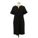 Chico's Casual Dress - Shift V Neck Short sleeves: Black Solid Dresses - Women's Size Small