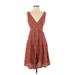 Weekend Max Mara Casual Dress - A-Line Plunge Sleeveless: Orange Print Dresses - Women's Size 4