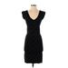Max Studio Casual Dress - Party V-Neck Short sleeves: Black Dresses - Women's Size Small