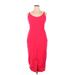 Christian Siriano Casual Dress - Sheath Scoop Neck Sleeveless: Pink Solid Dresses - Women's Size 14
