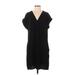 Gap Casual Dress - Shift V-Neck Short sleeves: Black Solid Dresses - Women's Size Small