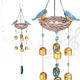 Taman Blue Bird Wind Chime - Wind Bell for Outside Indoor Resin Decorative Metal Bronze Mobile Wind Chime Memorial Sympathy Gift for Home, Outdoor, Yard, Patio,Garden Decor, 27.5"