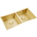 VVHUDA Kitchen Sink,Kitchen Sinks, Golden Square Double Bowl Bar Prep Kitchen Sink, 304 Stainless Steel, Drop-in Or Undermount Installation, Easy to Clean small gift