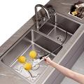 VVHUDA Gray Stainless Steel Sink Kitchen Sink With Glass Washer Double Bowl Sink Undermount Sink Accessories Included (Size : 82x45x20cm) () small gift