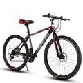 TABKER Bike 24-inch Mountain Bicycle 21 Speed Adult Variable Speed Bicycle Cross-Country Racing Car With One Wheel (Color : Black red, Size : 24-speed)