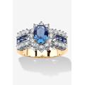 Women's .82 Tcw Blue Crystal And Cz Gold-Plated Ring by PalmBeach Jewelry in Gold (Size 9)