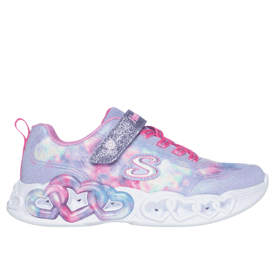 Skechers Girl's Infinite Heart Lights - Color Lovin Sneaker | Size 11.5 | Lavender | Textile/Synthetic