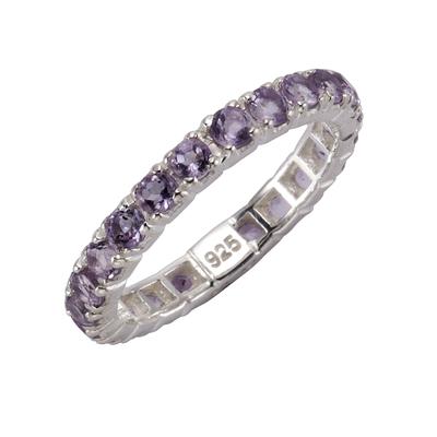 Fingerring ZEEME "925/- Sterling Silber rhodiniert Amethyst" Gr. 54, weiß (weiß, lila), Fingerringe, Damen, 054 (17,2), 