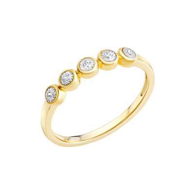 Fingerring DIAMONDS BY ELLEN K. "Gold 585 zweifarbig mit 5x Brillant zus. 0,05ct." Gr. 17, bunt (mehrfarbig, weiß), Fingerringe, Damen, 054 (17,2), 0,05 ct P1 = bei 10-facher Vergrößerung erkennbare Einschlüsse, Gold Image