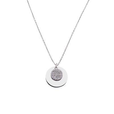 Kette mit Anhänger DKENIZ "925 Sterling Silber rhodiniert Glänzend 42+3cm Zirkonia Weiß", weiß, Halsketten, Damen, 42 + 3cm, Silber 925 (Sterlingsilber), L: 45cm B: 16.0mm, glänzend, B:16.0mm Image
