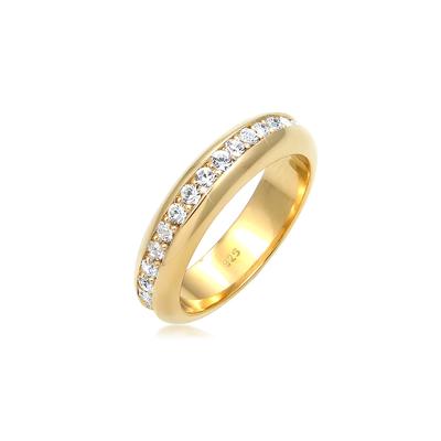 Fingerring ELLI PREMIUM "Bandring Weiß 925 Sterling Silber, mit Kristallen von Swarovski" Gr. 54, gold, Fingerringe, Damen, 54mm,mit Steinen, Silber 925 (Sterlingsilber), 4mm Image