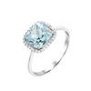 Fingerring "Weißgold 375 mit echtem Blautopas (beh.) und Zirkonia-Steinen" Gr. 21, weiß (weiß, blau), FASCINATION BY ELLEN K., Fingerringe, Damen, 021 (66,1), 2,3 ct, Gold