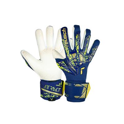 Torwarthandschuhe REUSCH "Attrakt Gold X GluePrint", Damen, Gr. 9, bunt (goldfarben, blau), 64% Elastodien, 30% Polyeste