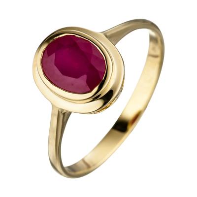 Goldring JOBO Gr. 54, gelb (gelbgold 585), Fingerringe, Damen, 54, Gelbgold 585, oval 585 Gold mit Rubin Image