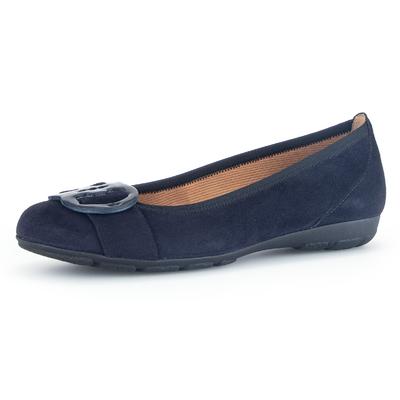 Ballerina GABOR, Damen, Gr. 41, blau (dunkelblau), Ziegenveloursleder, modisch, Schuhe, flache Schuhe, Slipper mit Hovercraft Luftkammern-Laufsohle Image