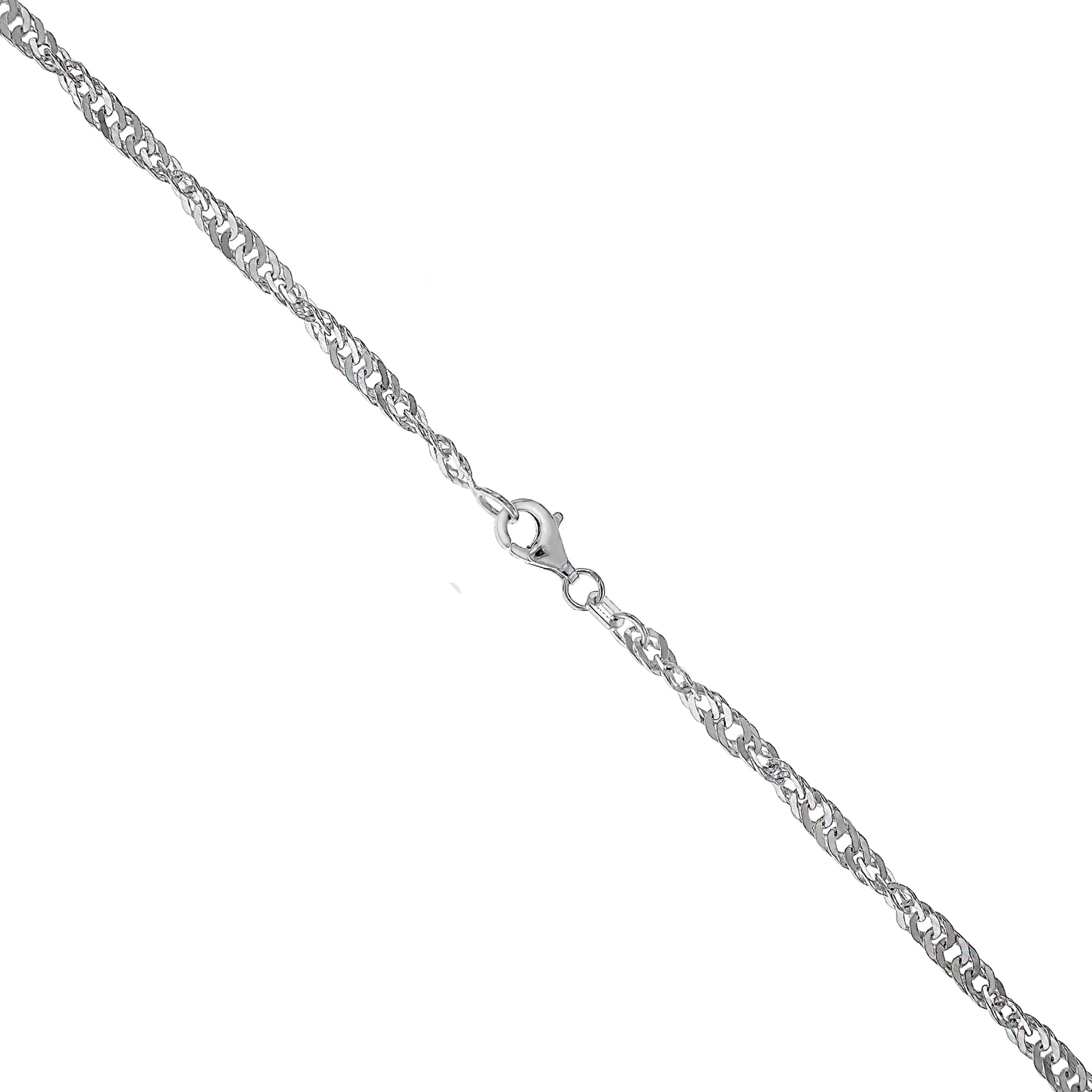 Collierkettchen VIVANCE "925/- Sterling Silber weiss Singapurkette 60 cm", weiß, Halsketten, Damen, 60,0cm, Silber 925 (Sterlingsilber), L: 60 B: 3,4mm, glänzend, B:3,4mm Image