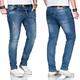 Slim-fit-Jeans ALESSANDRO SALVARINI "ASCatania" Gr. W32 L34, Länge 34, blau (as, 160, used) Herren Jeans Slim Fit