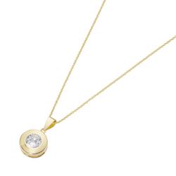 Goldkette LUIGI MERANO "mit rundem Anhänger mit Zirkonia, Gold 375", weiß, Halsketten, Damen, 45cm, Gelbgold 375