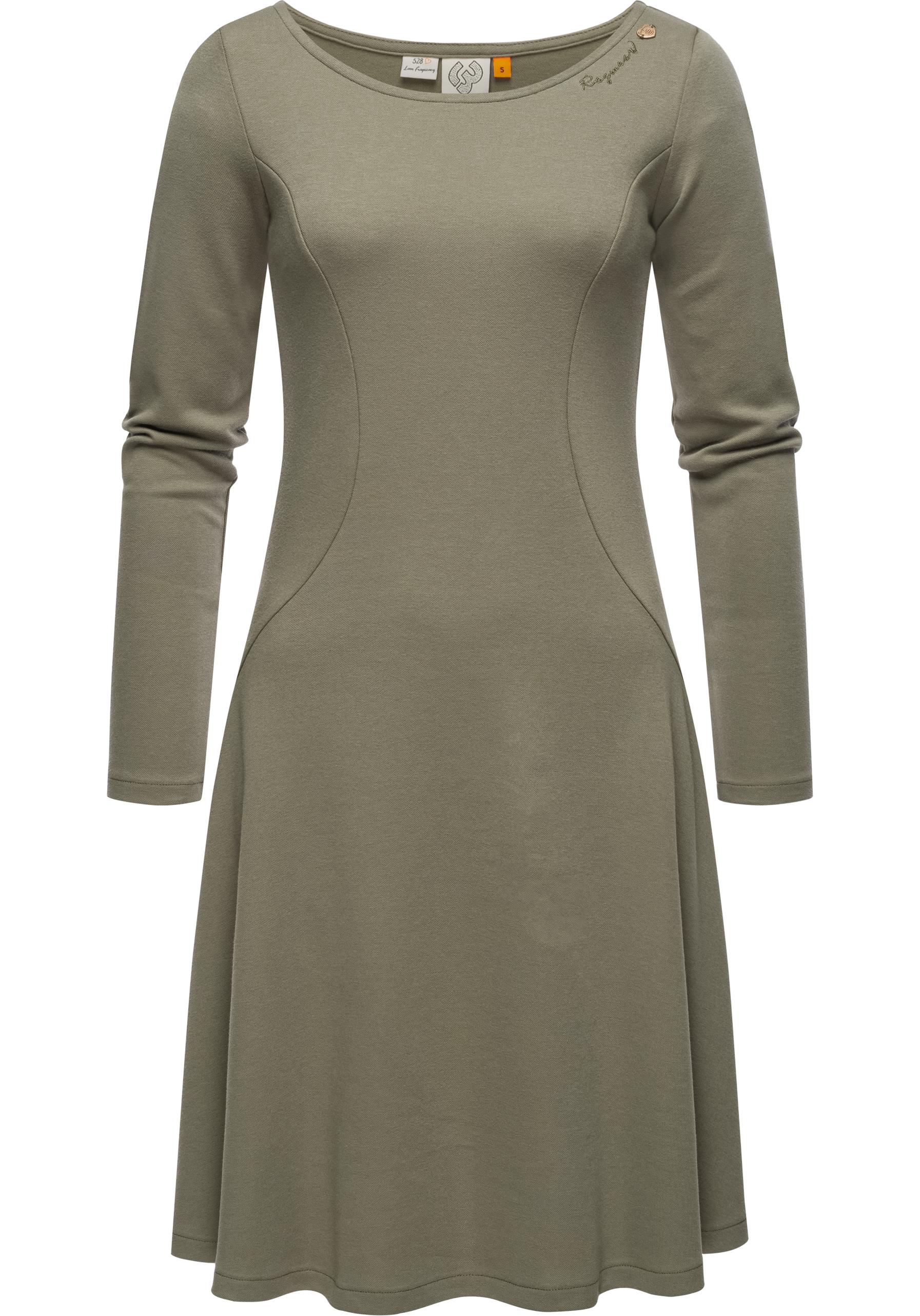A-Linien-Kleid RAGWEAR "Appero", Damen, Gr. XL (42), Normalgrößen, grün (olivgrün), Material: 70% Baumwolle, 30% Polyester, Basic, A-Linie ca. Mitte Oberschenkel, Rundhals, Ärmel ohne Ärmelschlitz abgesteppte Kante, Kleider, Stylisches Langarm-Kleid... Image