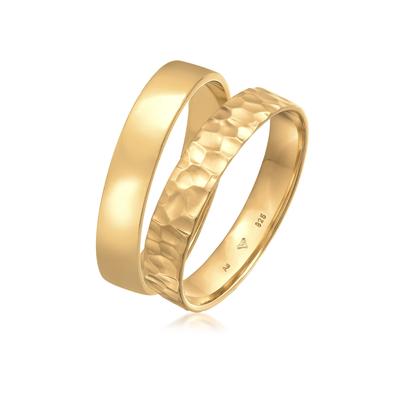 Ring-Set KUZZOI "Kuzzoi Ring Set Basic Gehämmert 925 Silber" Gr. 58, gold, Fingerringe, Herren, 58mm, Silber 925 (Sterlingsilber), 1mm Image