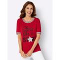 Rundhalsshirt INSPIRATIONEN "Shirt" Gr. 44, rot (rot, schwarz) Damen Shirts Jersey