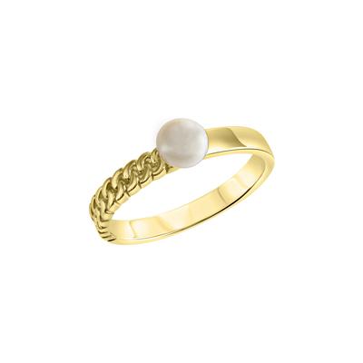 Fingerring CELESTA "925 Silber vergoldet mit Süßwasserzuchtperlen" Gr. 19, gelb, Fingerringe, Damen, 060 (19,1), Silber 925 (Sterlingsilber) Image