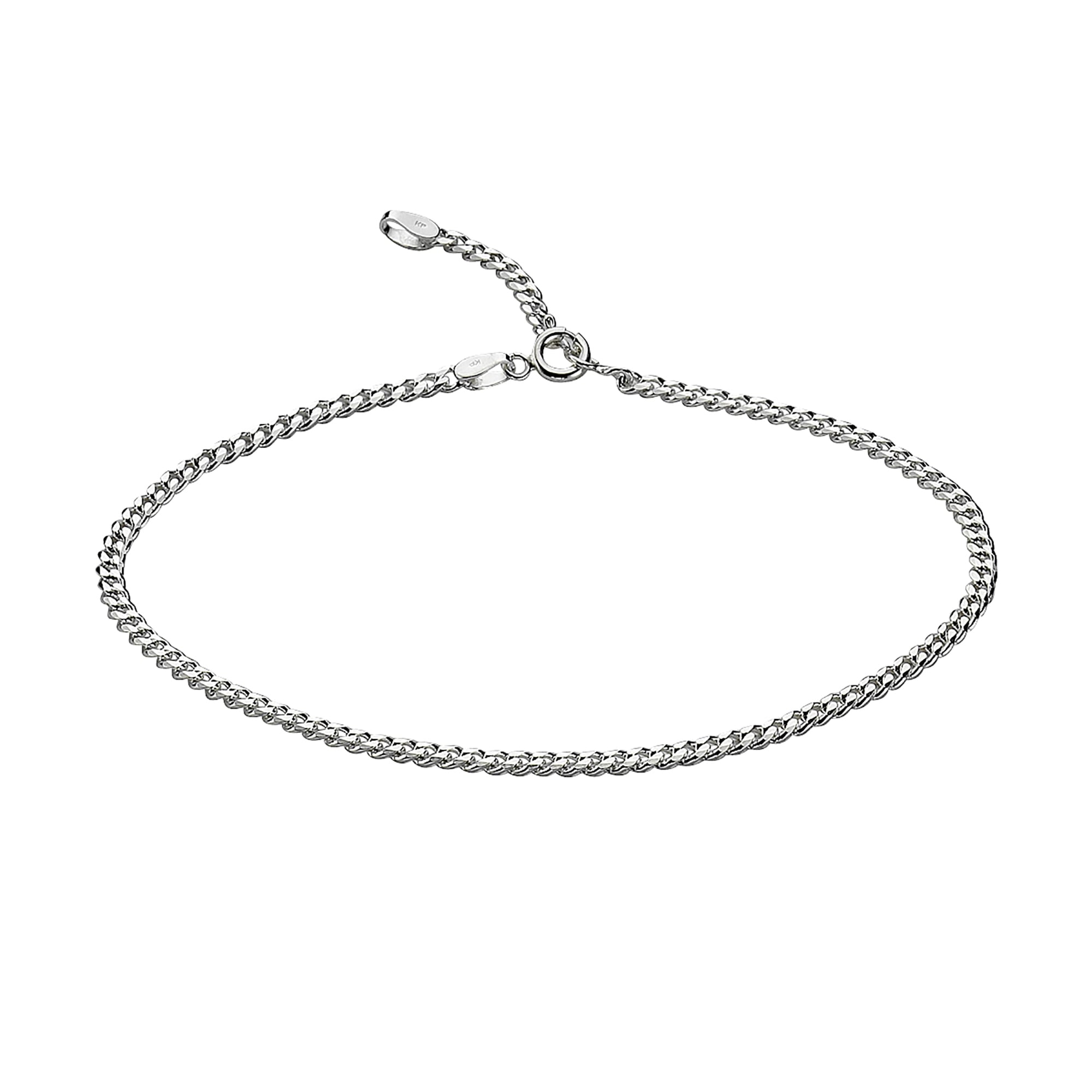 Fußkette ZEEME "925 Silber 23-26cm lang", weiß, Fußketten, Damen, 23-26cm, Silber 925 (Sterlingsilber), glänzend