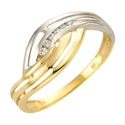 Fingerring VIVANCE "333/- Gelbgold bicolor 6x Zirkonia" Gr. 56, bunt (mehrfarbig, weiß), Fingerringe, Damen, 056 (17,8), Gold Image