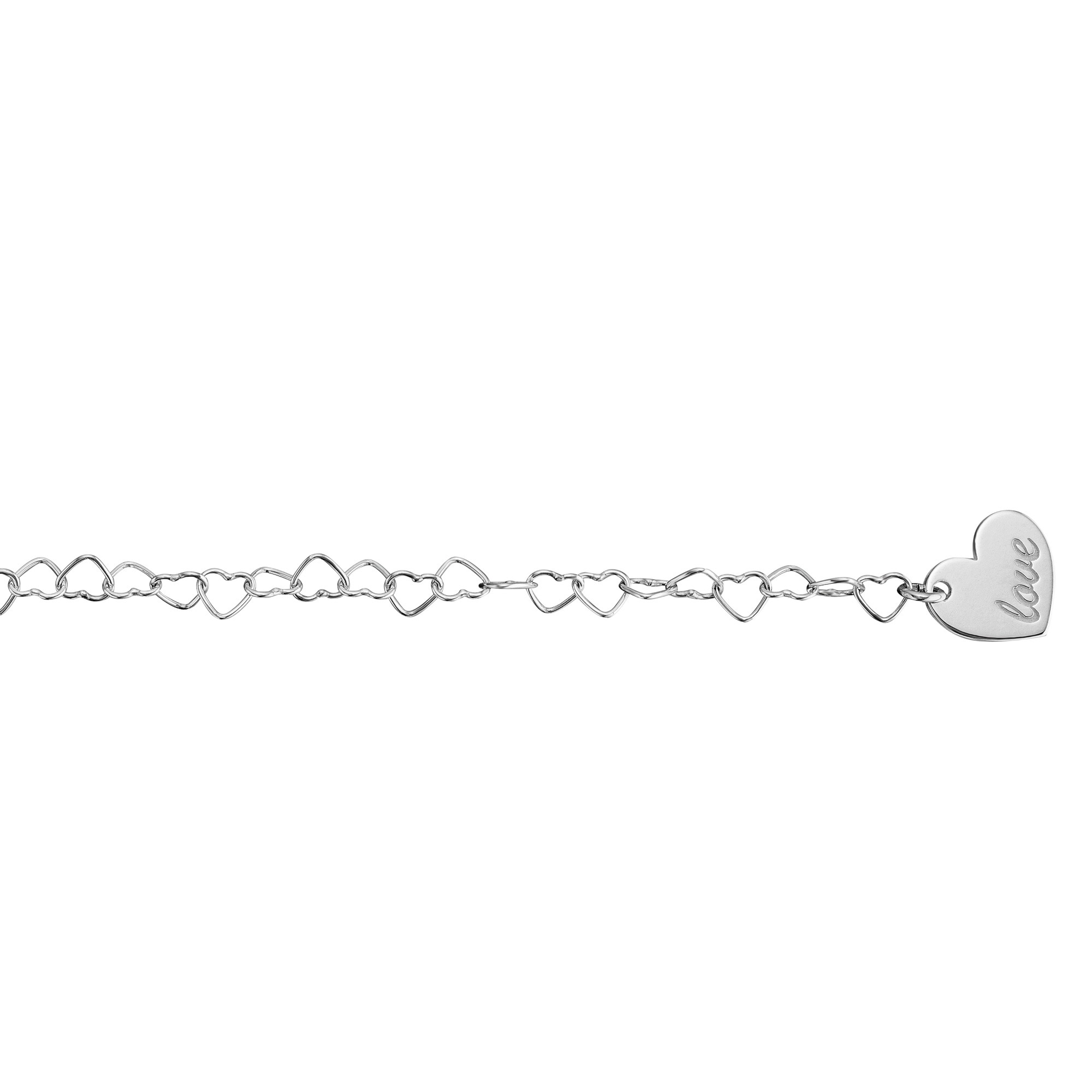 Fußkette ONE ELEMENT "Herz Fußkettchen Rundankerkette aus 925 Silber 25 cm", silber, Fußketten, Damen, Silber 925 (Sterlingsilber), Herz mit Bedeutung – eine feine Geschenkidee für viele Anlässe