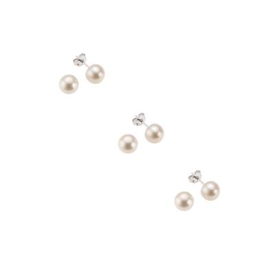 Paar Ohrstecker VIVANCE "925 Silber Perlen weiß 3mm", weiß (weiß, weiß), Ohrringe, Damen, ONE-SIZE, Silber 925 (Sterlingsilber), Ohrstecker Image