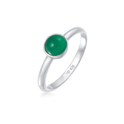 Fingerring ELLI PREMIUM "Achat Edelstein Solitär 925 Silber" Gr. 58, silber (silber, grün), Fingerringe, Damen, 58mm,mit Steinen, Silber 925 (Sterlingsilber) Image