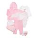 Erstausstattungspaket LILIPUT "Pünktchen", Baby, Gr. 50/56, rosa (weiß, rosa), 100% Baumwolle, casual, KOB Set-Artikel, bestehend aus zwei Bodies, Jacke, Hose, Mütze, Mullwindel und zwei Paar Socken