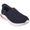 Slip-On Sneaker SKECHERS "DELSON 3.0-CABRINO", Herren, Gr. 43, blau (navy), Textil, sportlich, Schuhe, Slipper mit Slip Ins-Funktion für einen leichten Einschlupf
