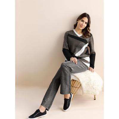 Schlupfhose, Damen, Gr. 56, Normalgrößen, schwarz, 86% Polyester, 14% metallisierte Fasern, meliert, lang, Hosen Image