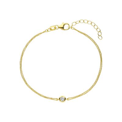 Armband JOBO, gold (goldfarben, weiß), Armbänder, Damen, Silber 925 (Sterlingsilber), 925 Silber vergoldet mit Zirkonia