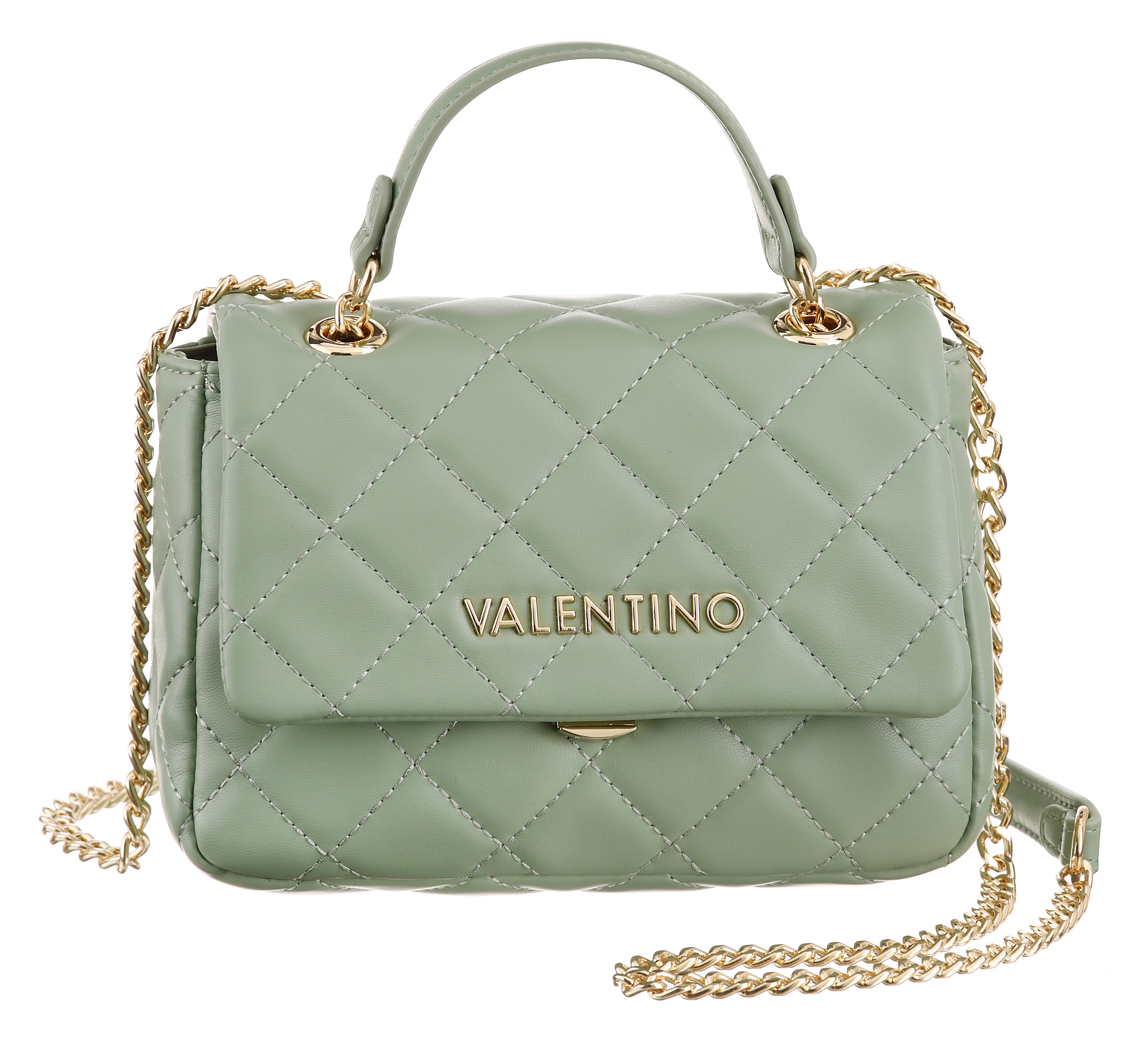 Umhängetasche VALENTINO BAGS "OCARINA", Damen, Gr. B/H/T: 18,5cm x 13,5cm x 8cm, grün (salvia), Lederimitat, Taschen Umhängetasche, Handtasche Damen Tasche Damen Schultertasche Kettentasche