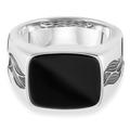 Fingerring CAÏ "925/- Sterling Silber rhodiniert oxidiert Onyx" Fingerringe Gr. 066 (21,0), 3,0 ct, Silber 925 (Sterlingsilber), weiß (weiß, schwarz) Herren Fingerringe Handschmuck (Ringe)