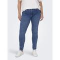 Skinny-fit-Jeans ONLY CARMAKOMA "CARPOWER MID SKINNY PUSHUP DNM SOO411" Gr. 42, Länge 32, blau (medium blue denim) Damen Jeans Röhrenjeans