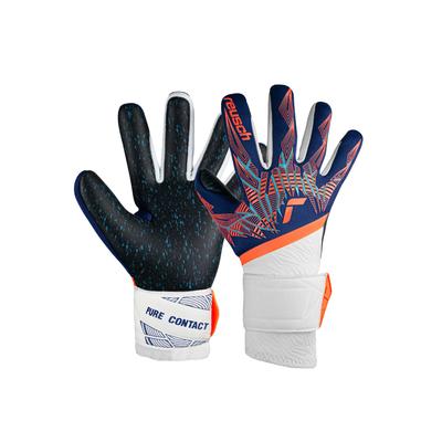 Torwarthandschuhe REUSCH "Pure Contact Fusion Junior", Kinder, Gr. 6, blau (blau, orange), 84% Elastodien, 9% Polyester, 6% Polyamid, 1% Polyurethan, mehrfarbig, sportlich, Handschuhe, mit Hybrid Negative Cut Image