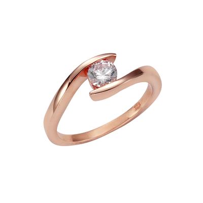 Fingerring VIVANCE "925 Silber rosé vergoldet Zirkonia" Gr. 18, rot, Fingerringe, Damen, 18, Silber 925 (Sterlingsilber), Verlobungsring Image