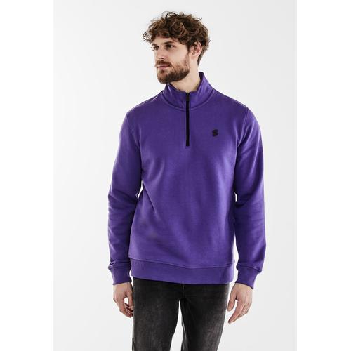 Sweatshirt STREET ONE MEN Gr. M (50), lila (ultra violet) Herren Sweatshirts mit Stehkragen