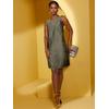 Spitzenkleid CREATION L "Kleid", Damen, Gr. 38, Normalgrößen, grün (khaki), 100% Polyester, Innenseite:100% Polyester, unifarben, geblümt, gemustert, kurz, Rundhals, ohne Ärmel, Kleider Partykleid