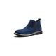 TABKER Men's Boots Casual Shoes Man Spring Fashion Casual Men Ankle Chelsea Boots Male Shoes Cow Suede Leather Slip On Motorcycle Man Boot (Color : Blue, Size : 6)