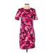 Banana Republic Factory Store Casual Dress - Sheath Crew Neck Short sleeves: Pink Floral Dresses - Women's Size X-Small