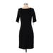 The Limited Casual Dress - Sheath Crew Neck 3/4 sleeves: Black Solid Dresses - Women's Size Small